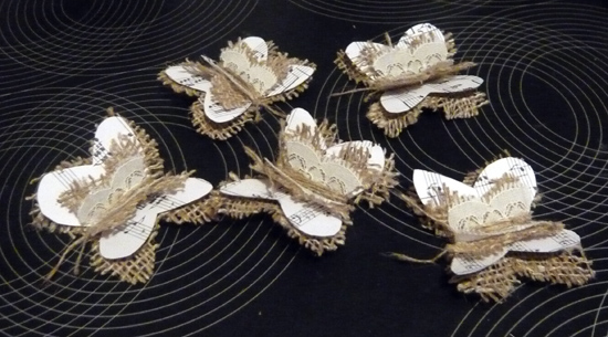 Винтажные бабочки из мешковины Винтажные бабочки из мешковины