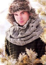 Вязаный шарф-воротник для мужчины. Вязание спицами