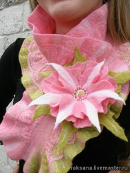 Горжетка с кружевом. Мастер-класс по мокрому валянию