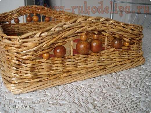 Мастер-класс по плетению из газет. Поднос с фанерным дном